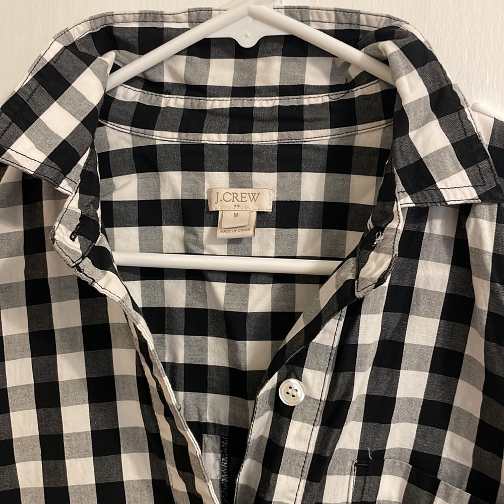 J. Crew Black and White Gingham Short-Sleeve Shift Dress - Picture 2 of 2